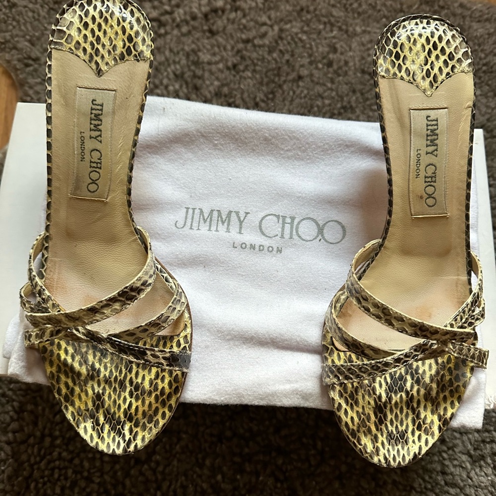 Jimmy Choo speckled natural python sandals
